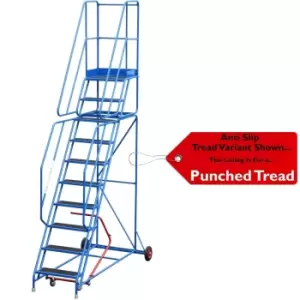 10 Tread Mobile Warehouse Stairs Punched Steps 3.5m EN131 7 Blue Safety Ladder
