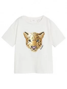 Mango Girls Tiger Sequin Tshirt - Cream