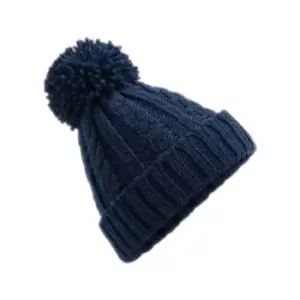 Beechfield Cable Knit Melange Beanie (One Size) (Navy)