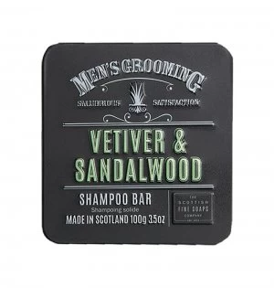Scottish Fine Soaps Vetiver & Sandalwood Shampoo Bar in a Ti