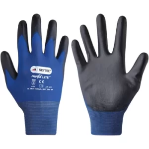 Pu Coated Gloves, Mechanical Hazard, Blue/Black, Size 7