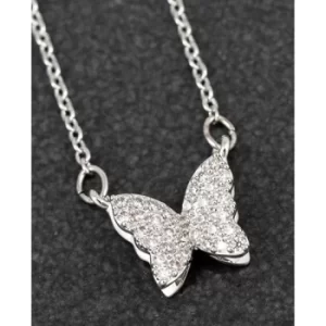 3D Pave Butterfly Platinum Plated Necklace