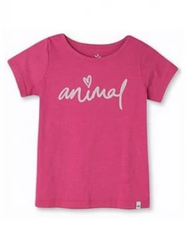 Animal Girls Script Short Sleeve Graphic T-Shirt - Pink, Size Age: 7-8 Years, Women