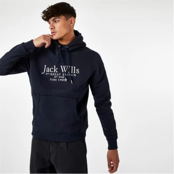 Jack Wills Batsford Graphic Logo Hoodie - Navy