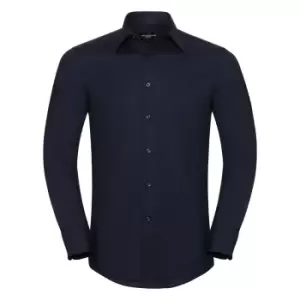 Russell Collection Mens Long Sleeve Easy Care Tailored Oxford Shirt (18inch) (Bright Navy)