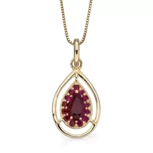 JG Signature 9ct Gold Ruby Pear Shaped Cut Out Necklace