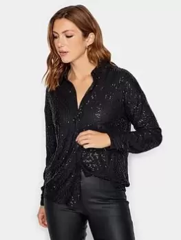Long Tall Sally Black Sequin Shirt, Black, Size 22-24, Women