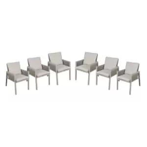 Dellonda Fusion 6pc Garden/Patio Dining Chair with Armrests Light Grey DG49