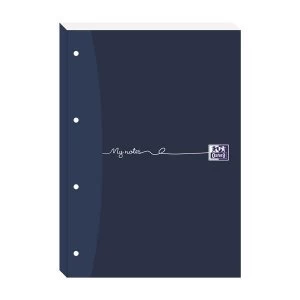 Oxford My Notes A4 Refill Pad 200 Pages 90gsm Card Cover Side Glued 4 Hole Punched Ruled Margin Black Pack of 5