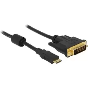Delock HDMI / DVI Adapter cable HDMI-Mini-C plug, DVI-D 24+1-pin plug 2m Black 83583 incl. ferrite core, screwable, gold plated connectors HDMI cable