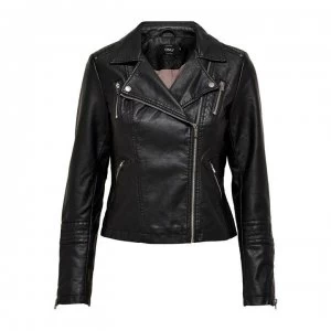 Only biker jacket in Faux Leather - Black