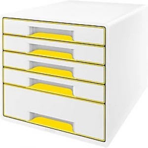 Leitz WOW Cube Desk Drawer Filing Unit Dual Colour 5 Drawers A4 White, Yellow 28.7 x 27 x 36.3 cm