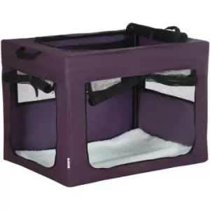 69cm Foldable Pet Carrier w/ Cushion, for Miniature, Small Dogs - Purple - Purple - Pawhut