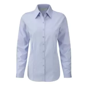 Russell Ladies/Womens Herringbone Long Sleeve Work Shirt (XS) (Light Blue)