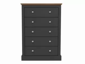 LPD Devon 5 Drawer Charcoal and Oak Chest of Drawers