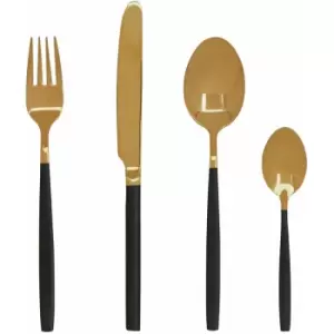 Cutlery Sets 16 Piece Knife And Fork Set Black and Gold Finish Kitchen Spoons Cutlery Scratch / Rust Resistant Stainless Steel Knives And Forks Set