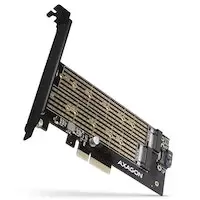 AXAGON PCEM2-D PCIe 3.0 adapter, 1x M.2 NVMe, 1x M.2 SATA with Passive Cooling