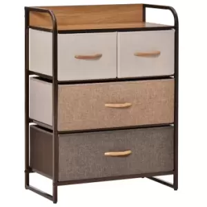 Homcom Storage Unit With 4 Easy Pull Fabric Drawers Steel Frame Multi