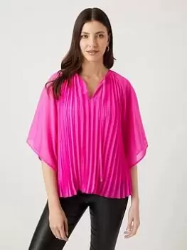 Wallis Pleat Top - Pink, Size 12, Women