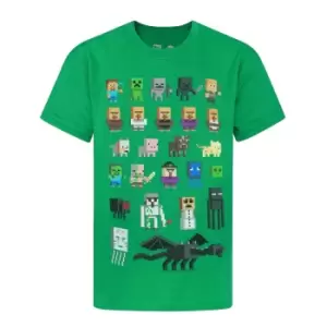 Minecraft Official Boys Sprites Characters T-Shirt (12-13 Years) (Green)