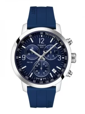 Tissot Mens PRC 200 Chronograph Blue Rubber Strap Watch...