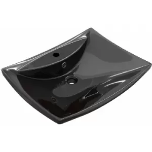 Black Luxury Ceramic Basin Rectangular with Overflow & Faucet Hole vidaXL - Black