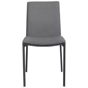 Grey Fabric Pair of Dining Chairs with Padded Seat Metal Legs - Assembled - Grey