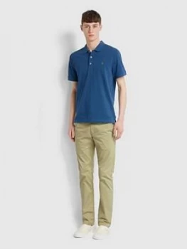 Farah Melange Short Sleeve Polo Shirt - Blue, Size S, Men