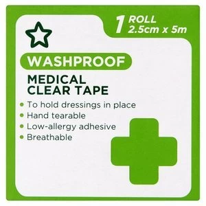 Superdrug Washproof Medical Clear Tape 2.5cm x 5m