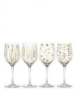 Creative Tops Mikasa Cheers Metallic Gold Wine Glasses ; Set Of 4