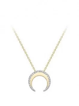 Love Gold 9Ct White And Yellow Gold Diamond Cut Horn Pendant Necklace
