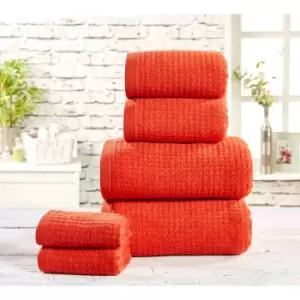 Rapport Home Furnishings Waffle Towel Bale 100% Cotton - 6 Piece - Chilli