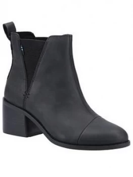Toms Esme Leather Ankle Boot, Black, Size 6, Women