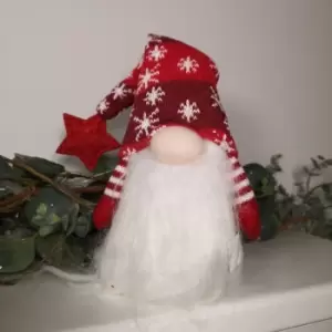 40cm Haired Sitting Christmas Gonk with Star Tipped Hat - Red & White