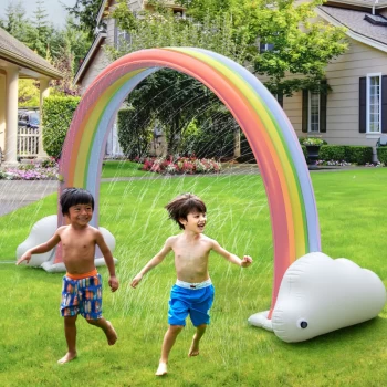Teamson Kids Large Water Sprinkler Arch, Inflatable Giant Rainbow Splash Fun, Outdoor Garden Toy for Boys & Girls - Multi-colour