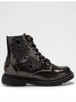 Lelli Kelly Angel Wings Glitter Ankle Boots - Black, Size 1 Older