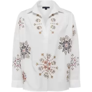 French Connection Ezan Embroidered Rhodes Shirt - White