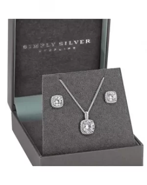 Simply Silver Halo Square Solitaire Set