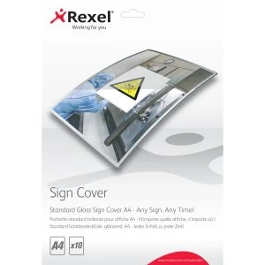 Rexel 2104251 Signmaker Standard Gloss Sign Covers A4 Pack of 10