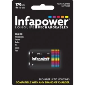 INFAPOWER 9V 170MAh NI-MH Rechargeable Battery (1-Pack) B007