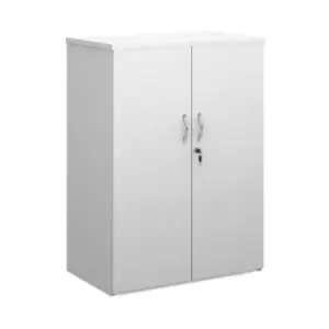 Duo double door cupboard 1090mm high with 2 shelves - white