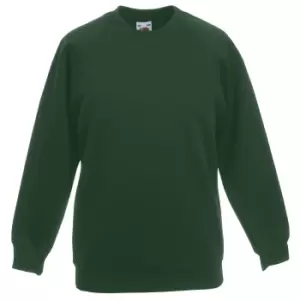 Fruit Of The Loom Childrens Unisex Raglan Sleeve Sweatshirt (Pack of 2) (5-6) (Bottle Green)