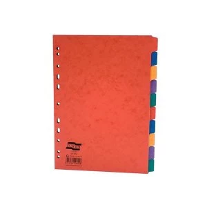 Europa A4 10 Part Subject Dividers Pressboard 300 micron Europunched Assorted