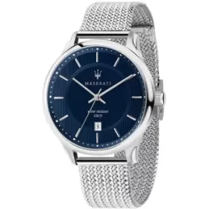 Gents Maserati Gentleman 43mm 3H Blue Dial Ss Mesh Bracelet Watch