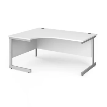 Office Desk Left Hand Corner Desk 1600mm White Top With Silver Frame 1200mm Depth Contract 25