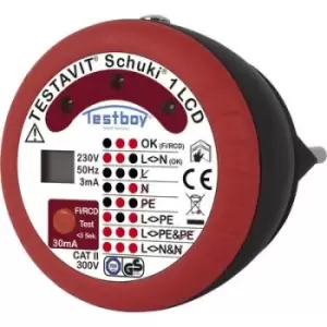 Testboy Testavit Schuki 1 LCD Mains outlet tester CAT II 300 V LCD, LED