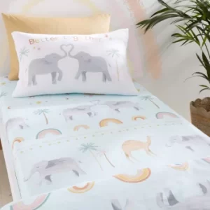 Pineapple Elephant Paradise Desert Animals Fitted Sheet Pastel (Multi Coloured)