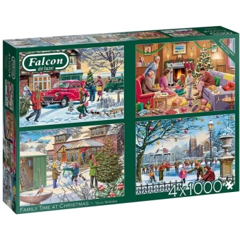 Falcon de luxe Family Time at Christmas 4-Pack Jigsaw Puzzle - 1000 Pieces