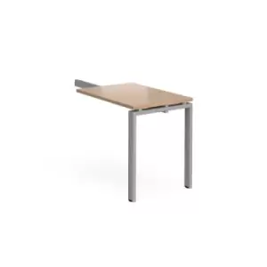 Adapt add on unit single return desk 800mm x 600mm - silver frame and beech top