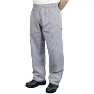 BonChef Check Baggy Mens Chef Trousers (S) (Royal/White) - Royal/White